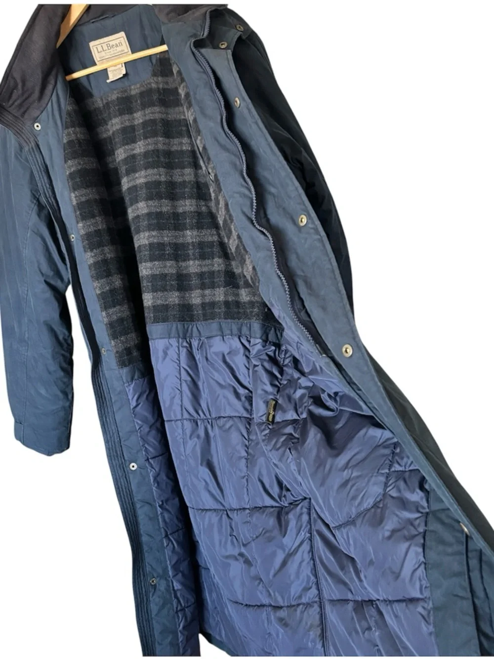 L.L. Bean Men’s Thinsulate Long Parka Jacket Large Wool Blend Lined Trench Coat - Picture 9 of 12